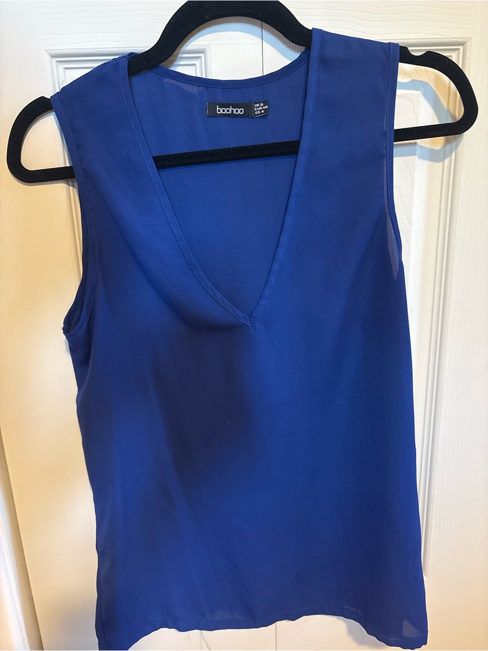 Boohoo Cobalt Blue V-Neck Sleeveless Top